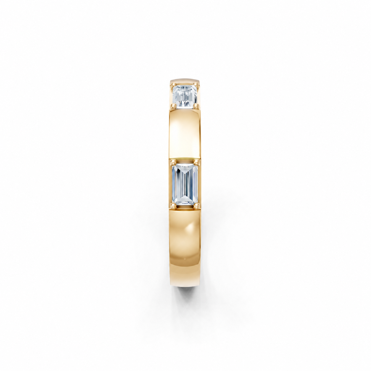 14K Yellow Gold Lab Grown Baguette Diamond Bar Set Band