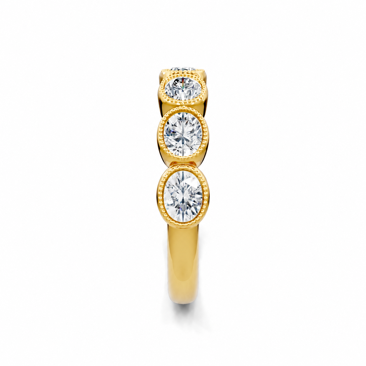 14K Yellow Gold Lab Grown Oval Diamond East-West Bezel Band