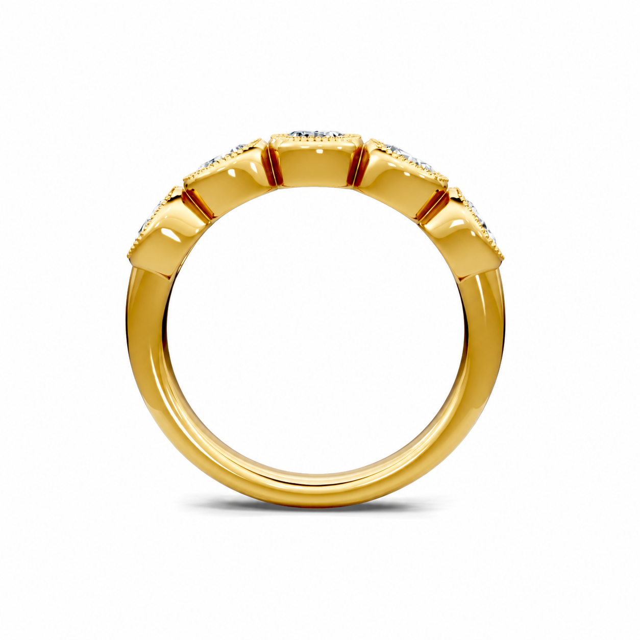 14K Yellow Gold Lab Grown Oval Diamond East-West Bezel Band