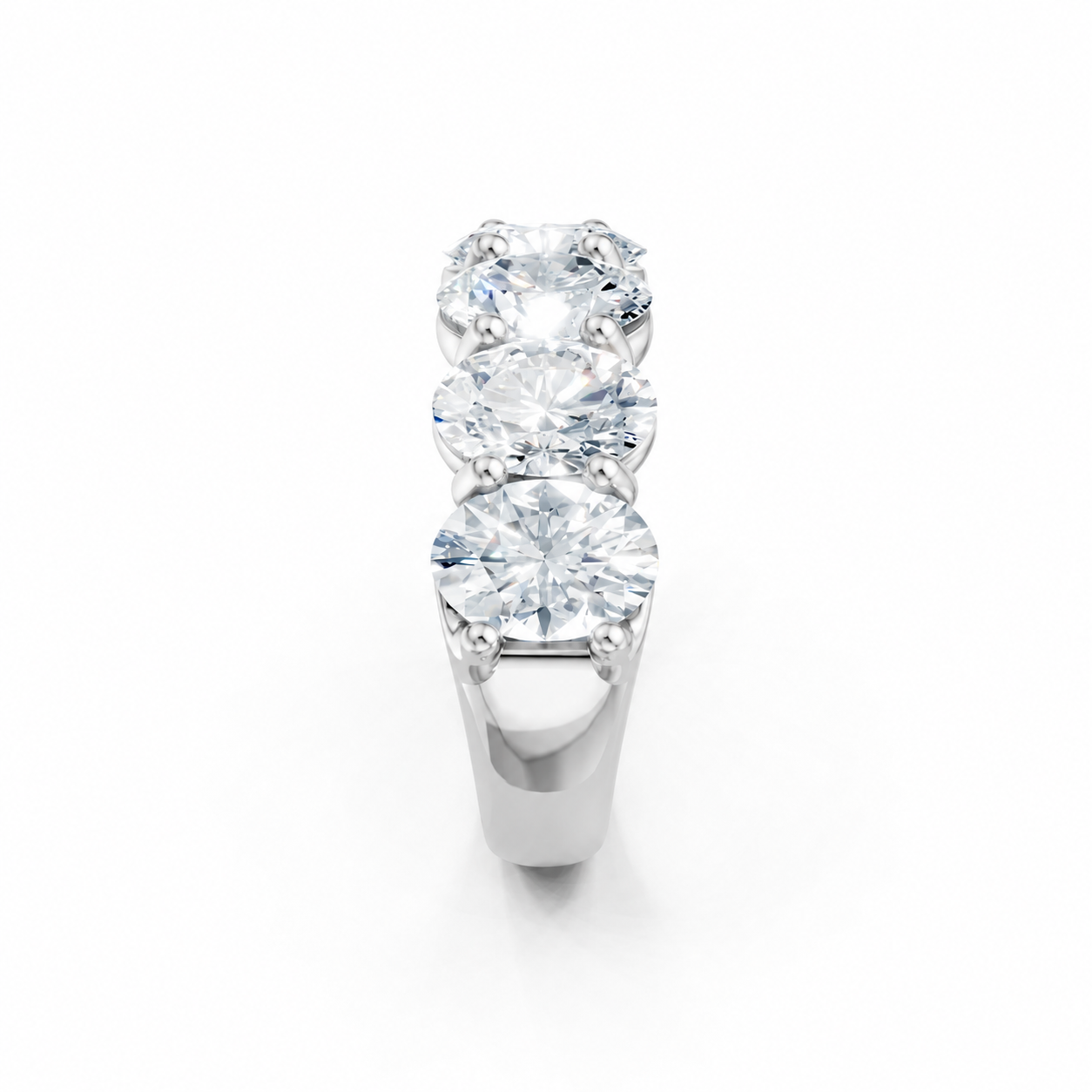 14K White Gold Lab Grown Oval Diamond Shared Prong Band