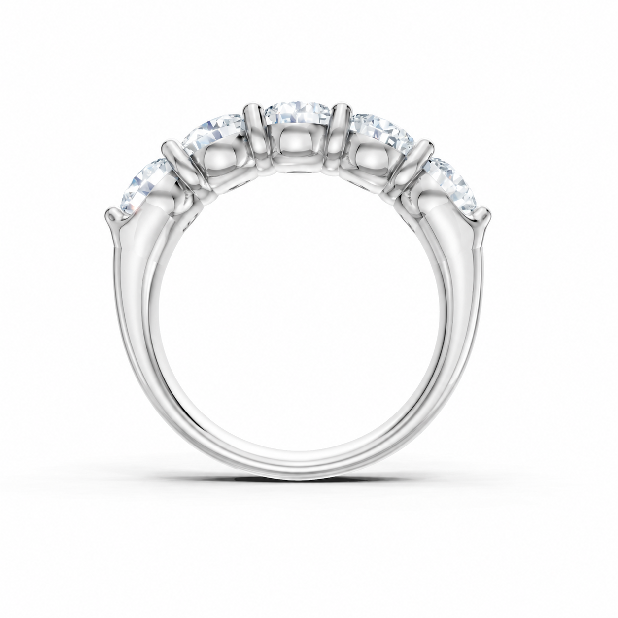 14K White Gold Lab Grown Oval Diamond Shared Prong Band
