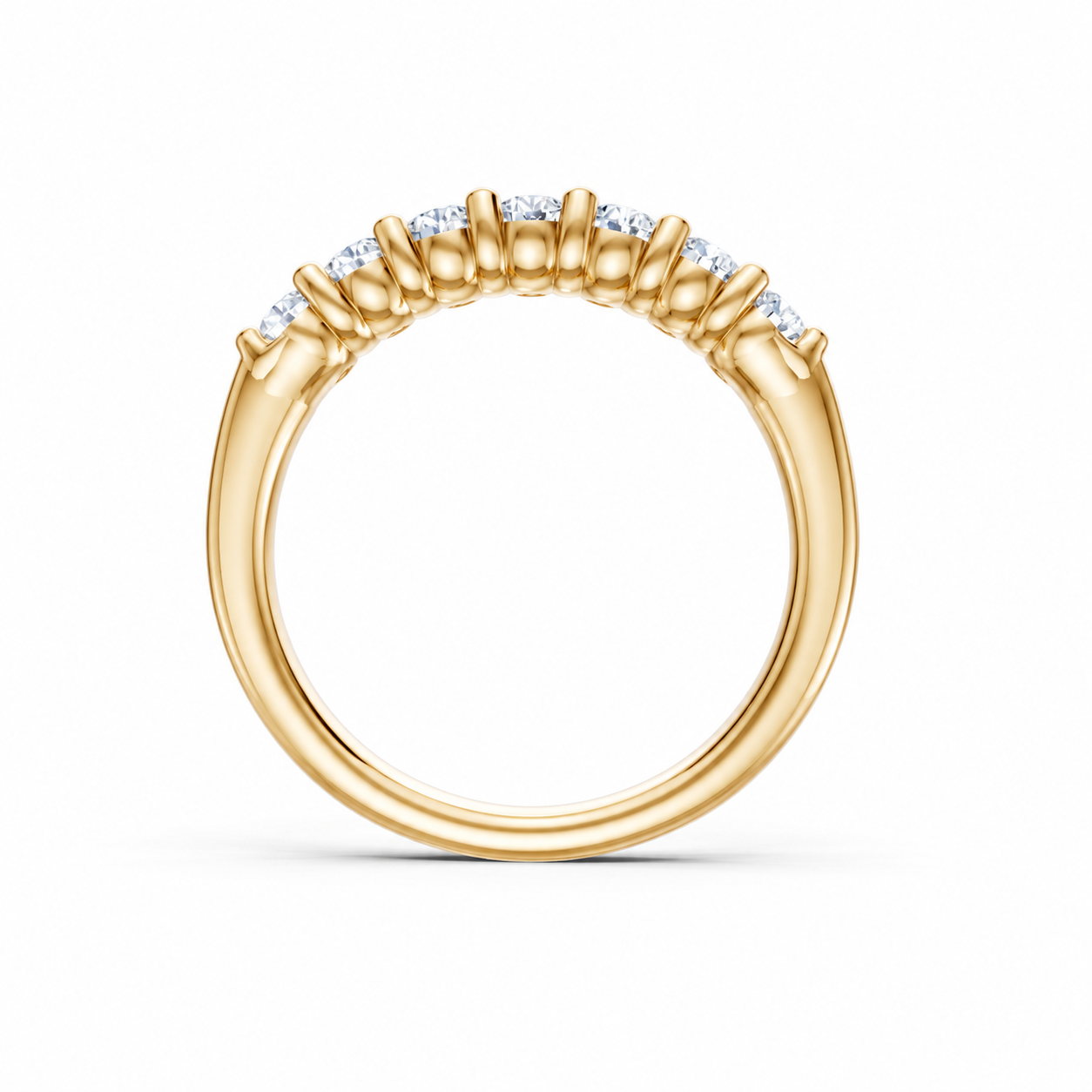 14K Yellow Gold Lab Grown Oval Diamond Shared Prong Band