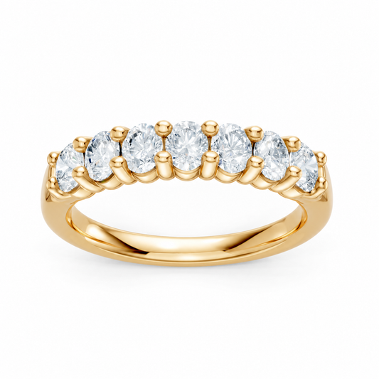 14K Yellow Gold Lab Grown Oval Diamond Shared Prong Band