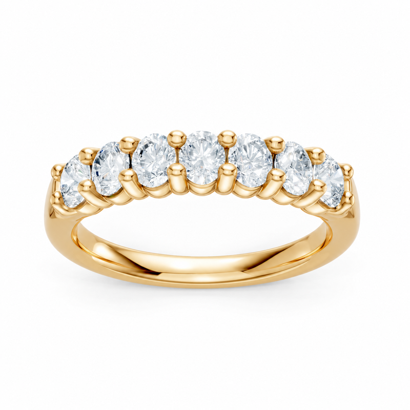 14K Yellow Gold Lab Grown Oval Diamond Shared Prong Band