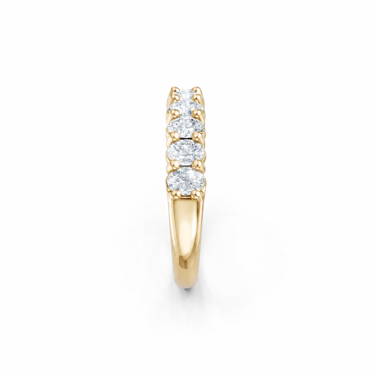 14K Yellow Gold Lab Grown Oval Diamond Shared Prong Band