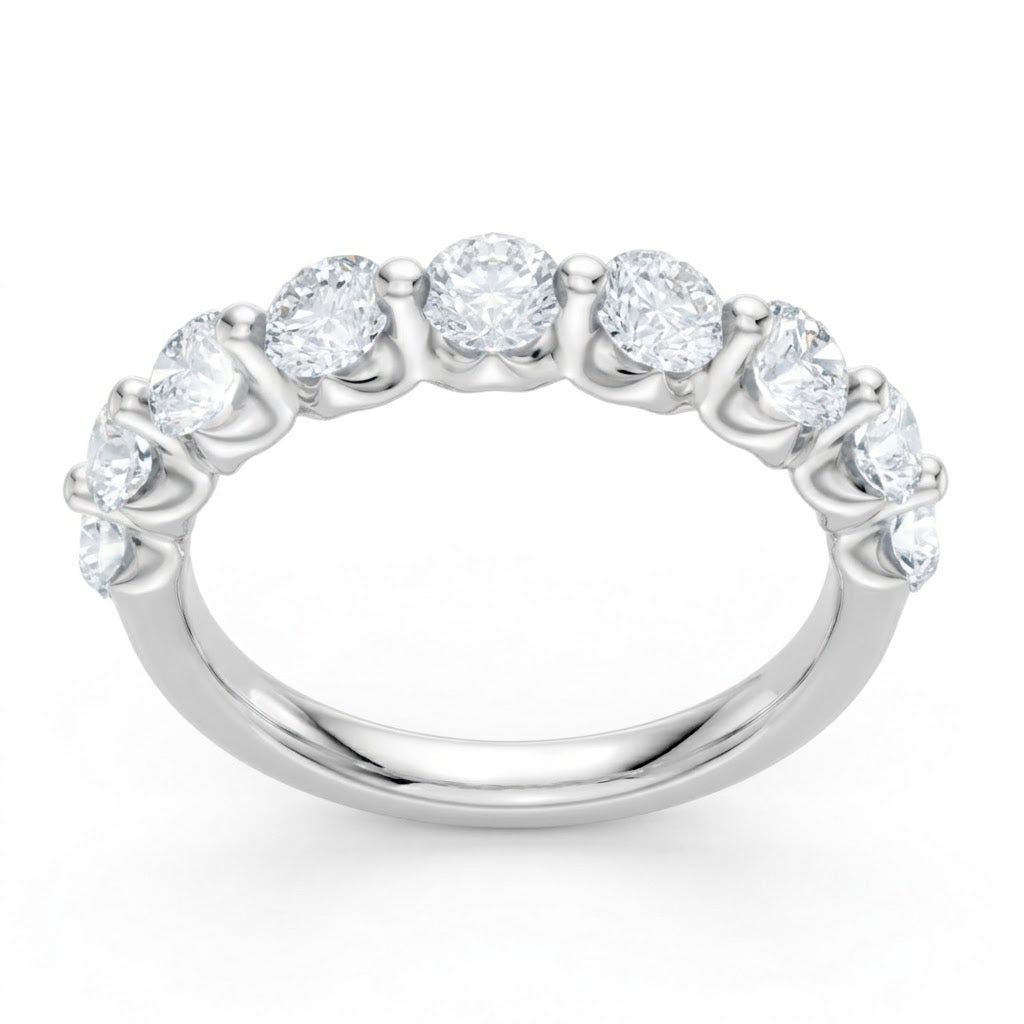 14K White Gold Lab Created Round Diamond Single Prong Anniversary Band