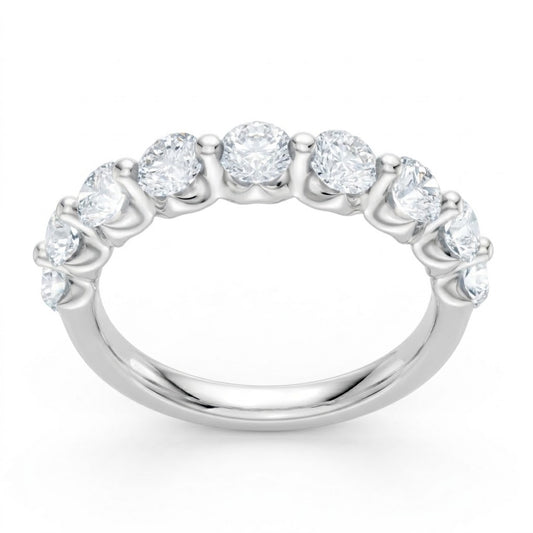 14K White Gold Lab Created Round Diamond Single Prong Anniversary Band