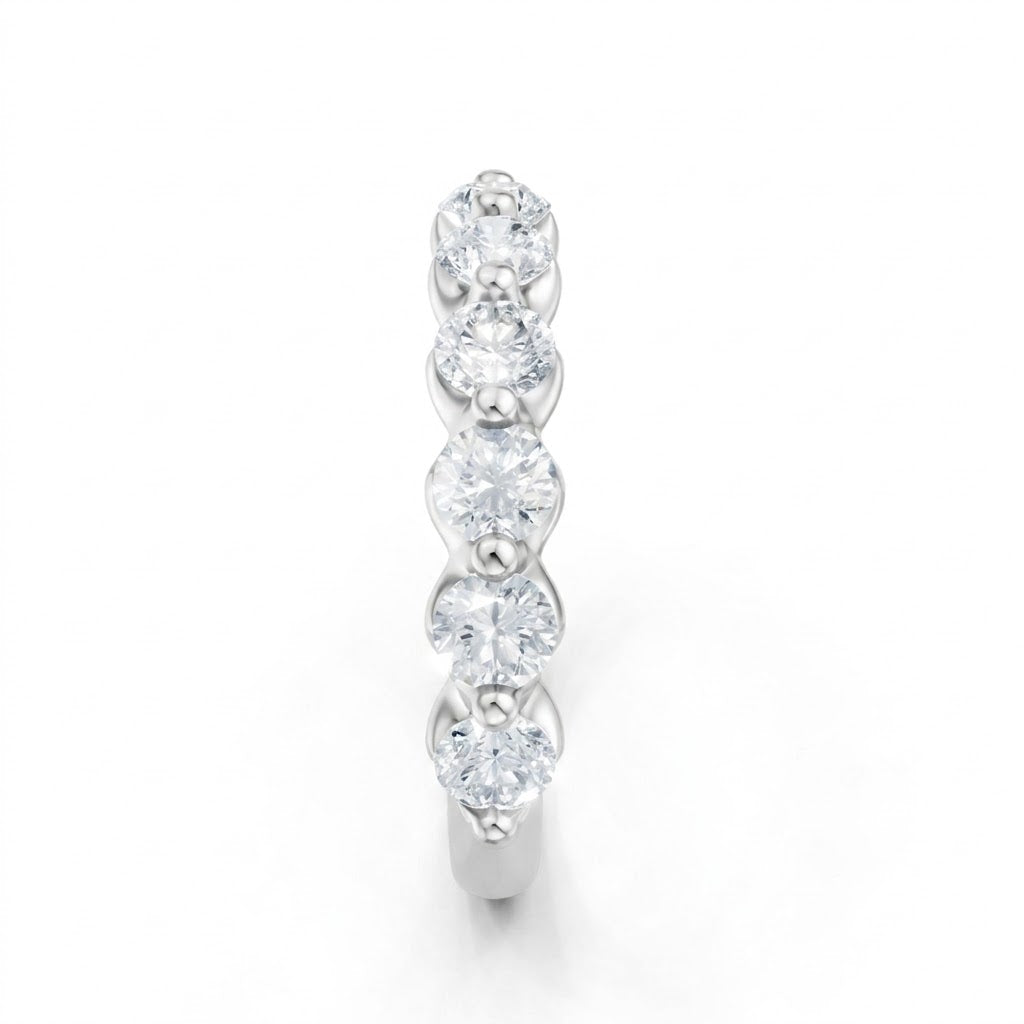 14K White Gold Lab Created Round Diamond Single Prong Anniversary Band