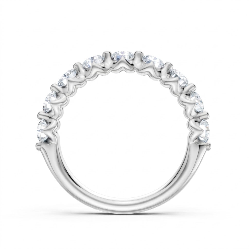 14K White Gold Lab Created Round Diamond Single Prong Anniversary Band