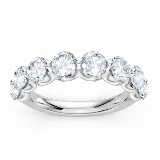 14K White Gold Lab Grown Round Diamond Single Prong Anniversary Band