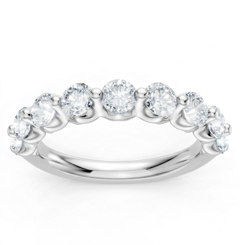 14K White Gold Lab Created Round Diamond Single Prong Anniversary Band