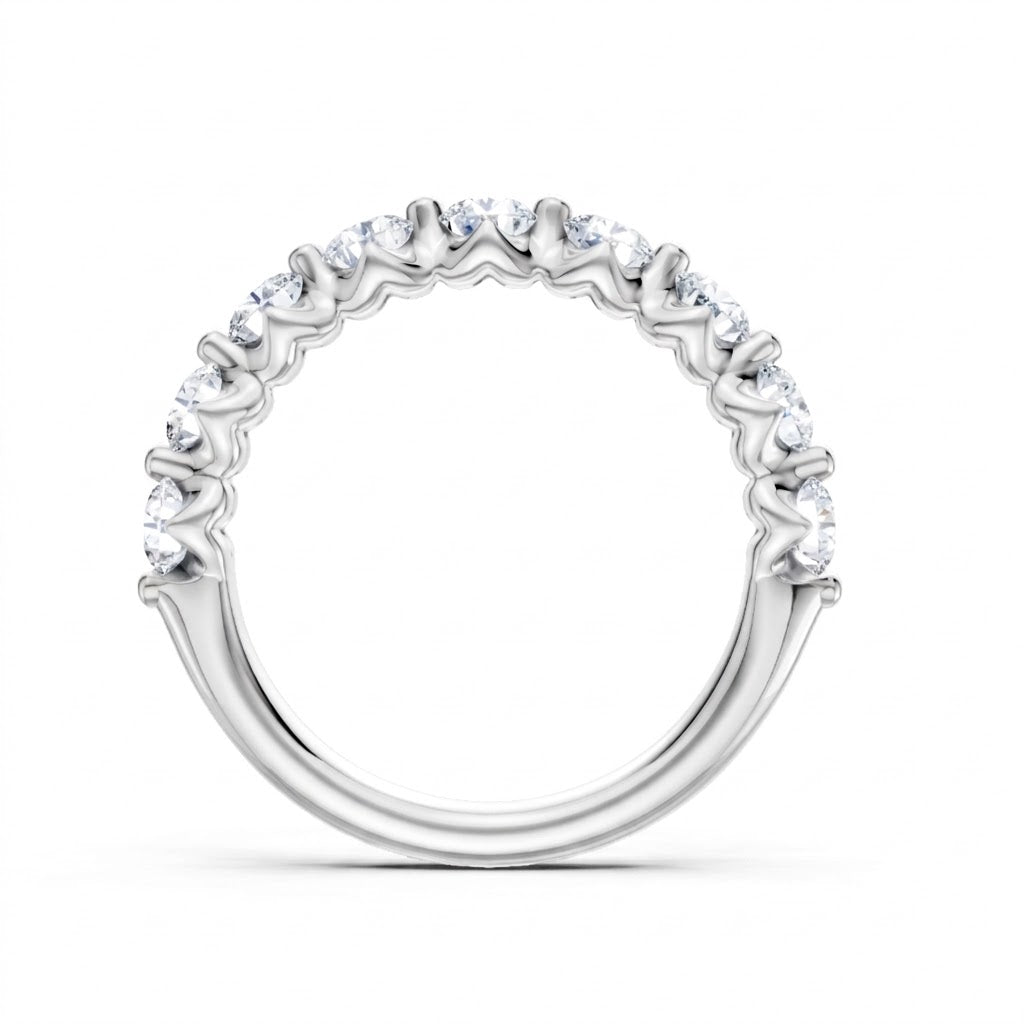 14K White Gold Lab Created Round Diamond Single Prong Anniversary Band