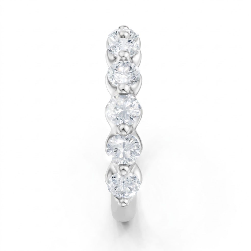 14K White Gold Lab Created Round Diamond Single Prong Anniversary Band
