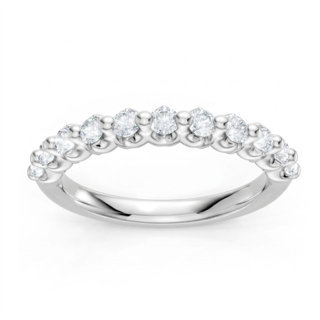 14K White Gold Lab Grown Round Diamond Single Prong Anniversary Band