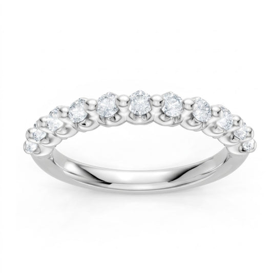 14K White Gold Lab Grown Round Diamond Single Prong Anniversary Band