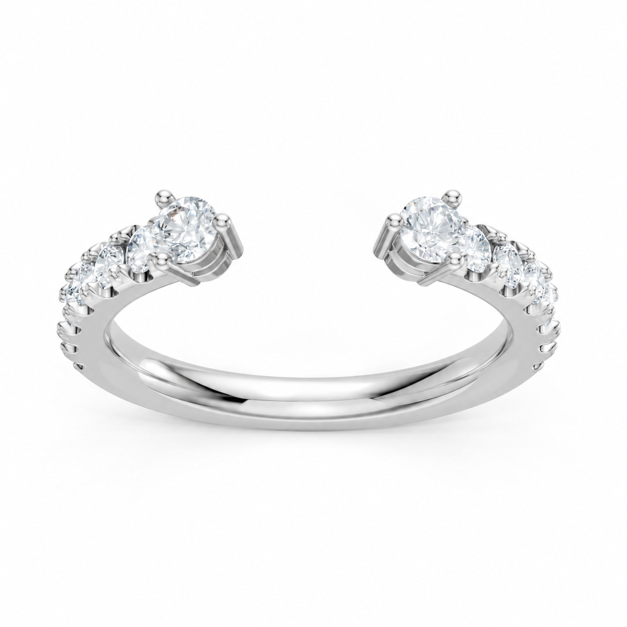 14K White Gold Lab Grown Round Diamond Open Band