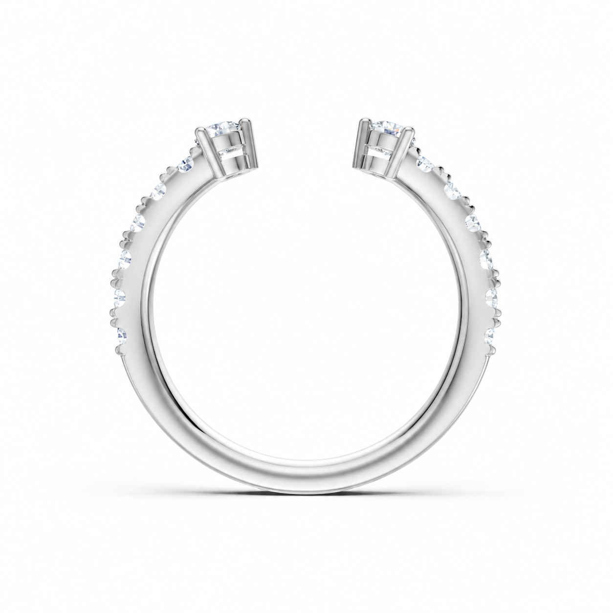 14K White Gold Lab Grown Round Diamond Open Band