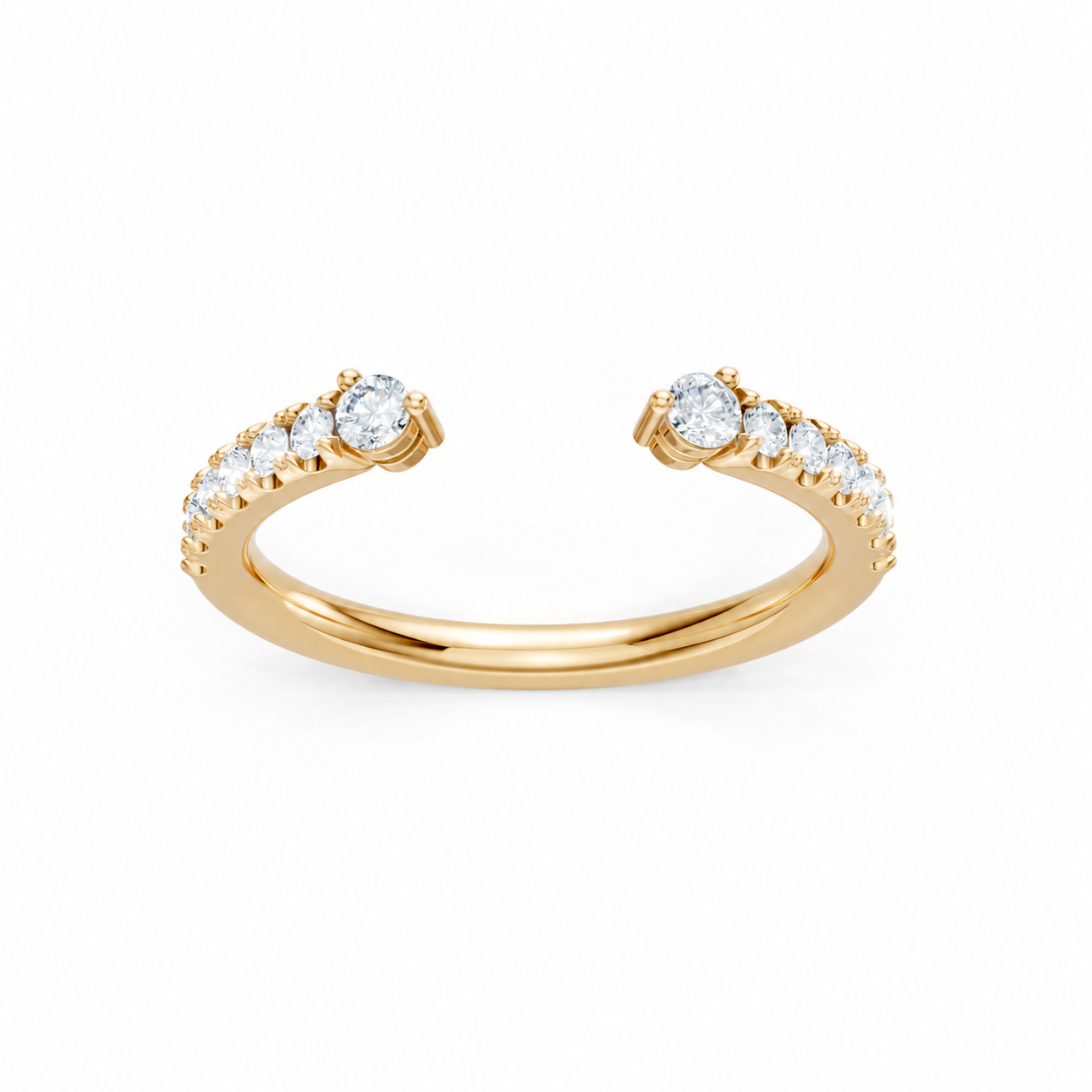 18K Yellow Gold Round Diamond Open Band