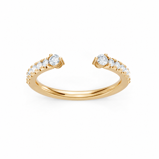 18K Yellow Gold Round Diamond Open Band