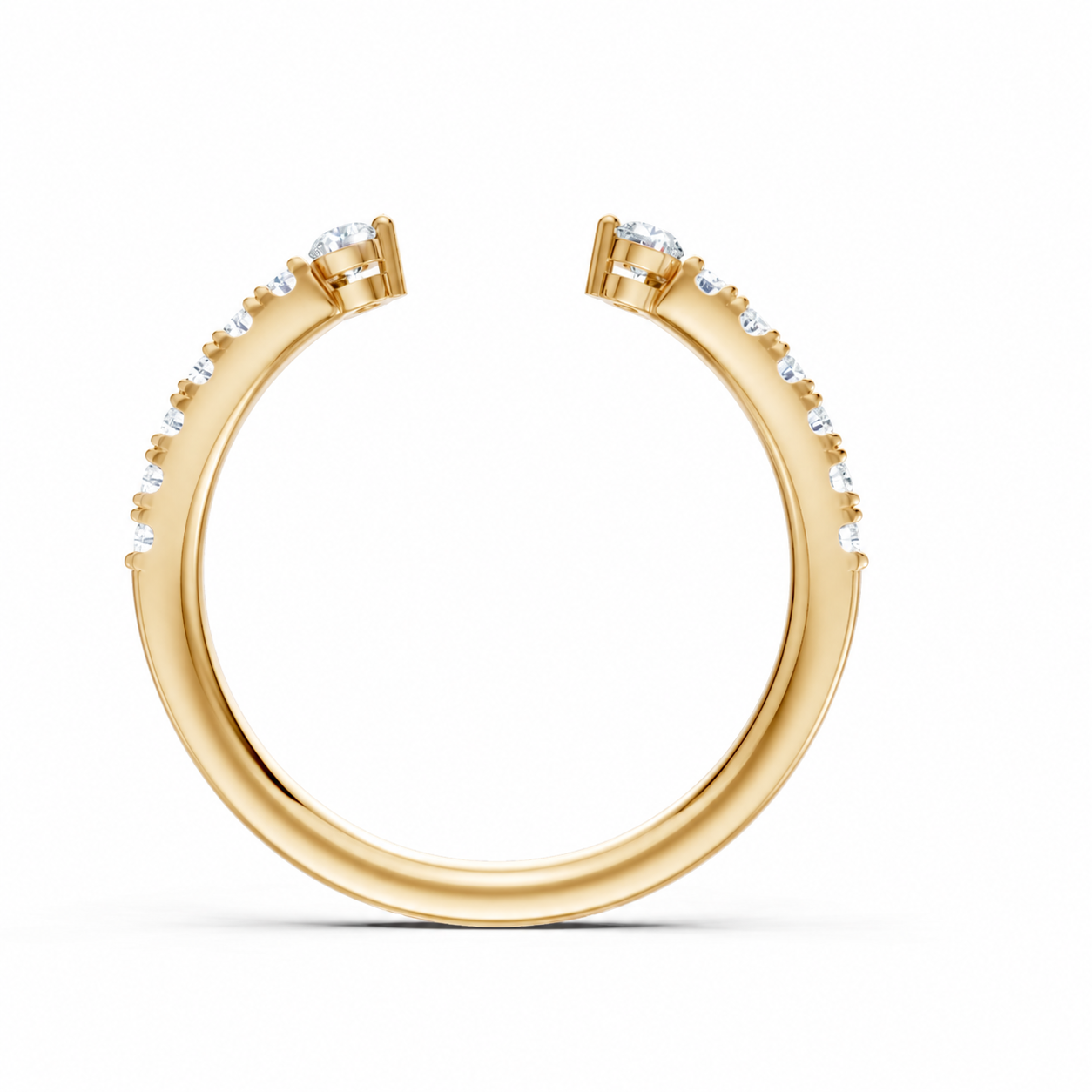 18K Yellow Gold Round Diamond Open Band
