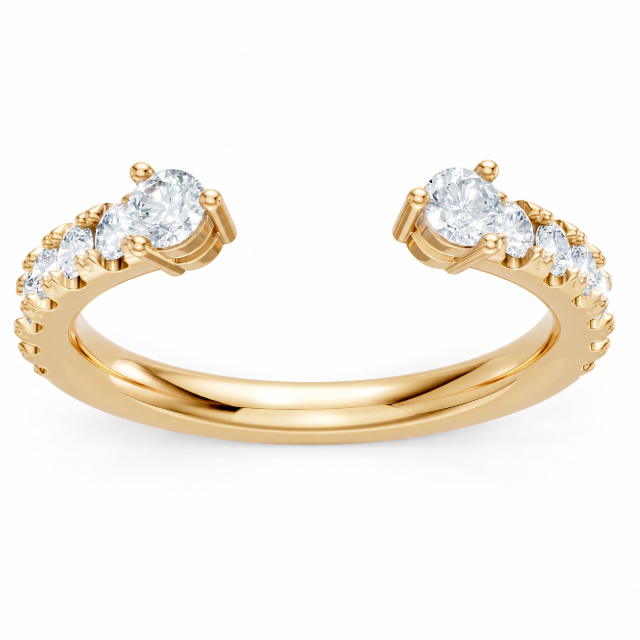 14K Yellow Gold Lab Created Round Diamond Open Band