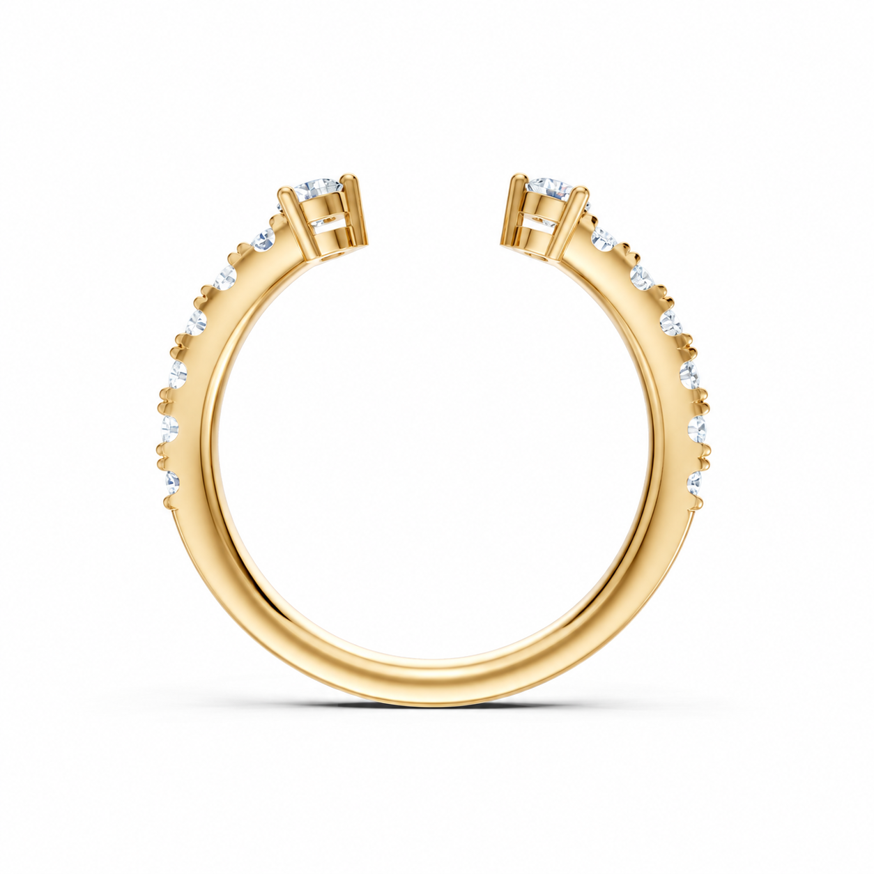 14K Yellow Gold Lab Created Round Diamond Open Band