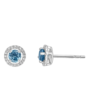 LALI Swiss Blue Topaz Birthstone Stud Earrings