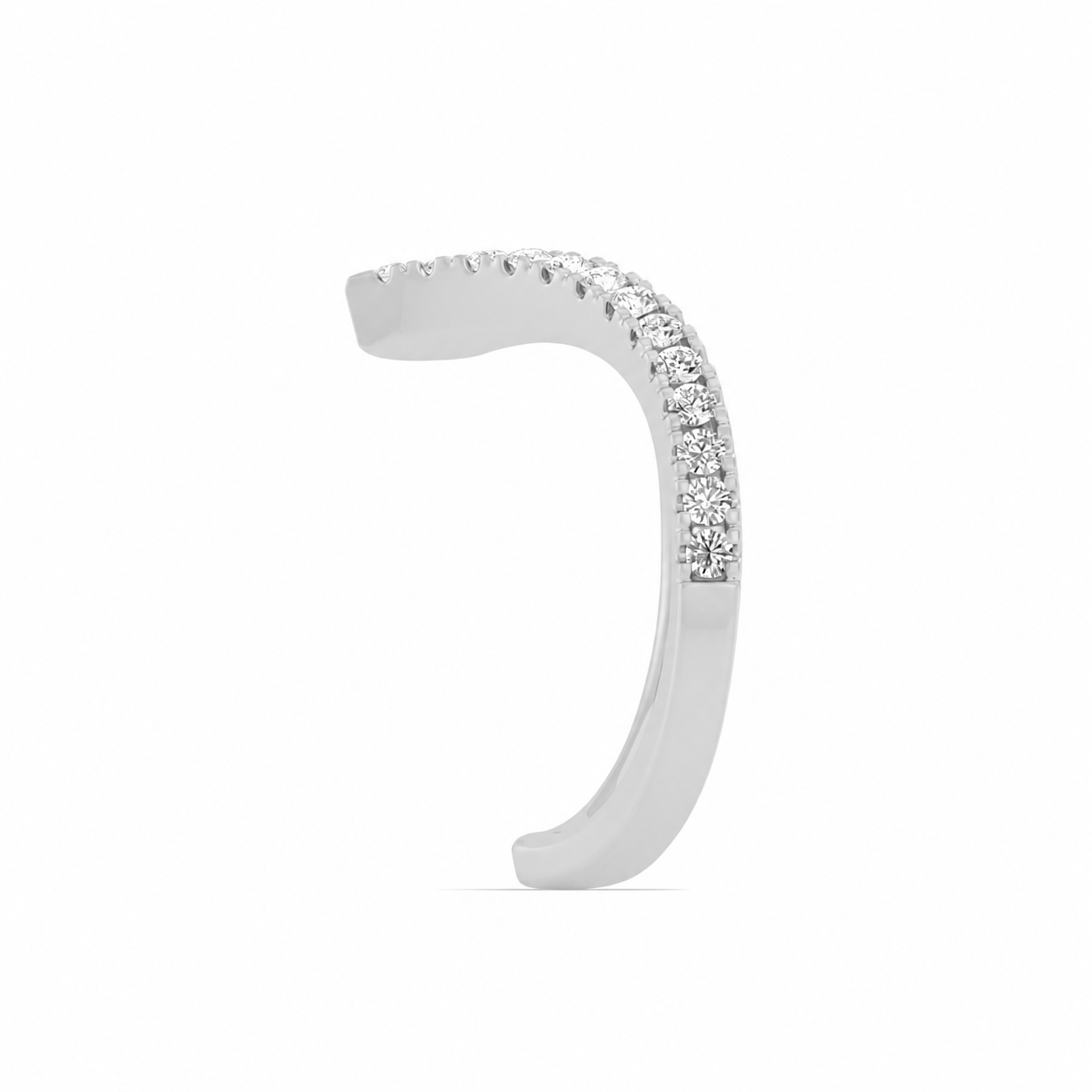 14K White Gold Lab Grown Round Diamond V-Shape Wrap Band