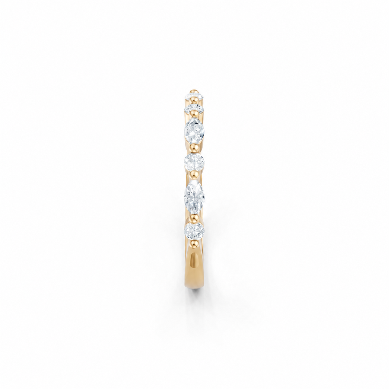 14K Yellow Gold Lab Grown Round & Marquise Diamond Alternating Band