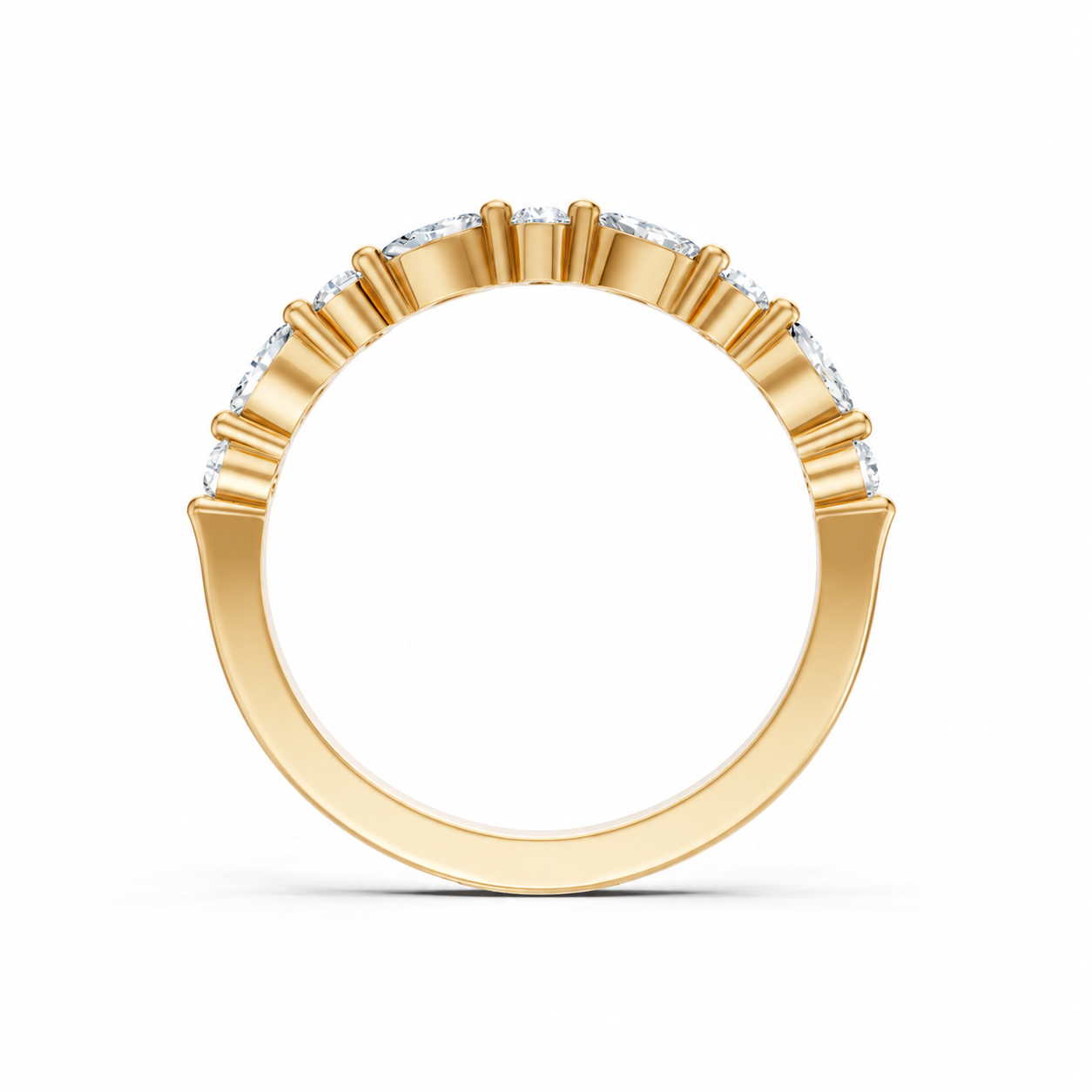 14K Yellow Gold Lab Grown Round & Marquise Diamond Alternating Band