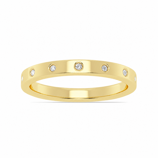 14K Yellow Gold Lab Grown Round Diamond Burnish Set Anniversary Band