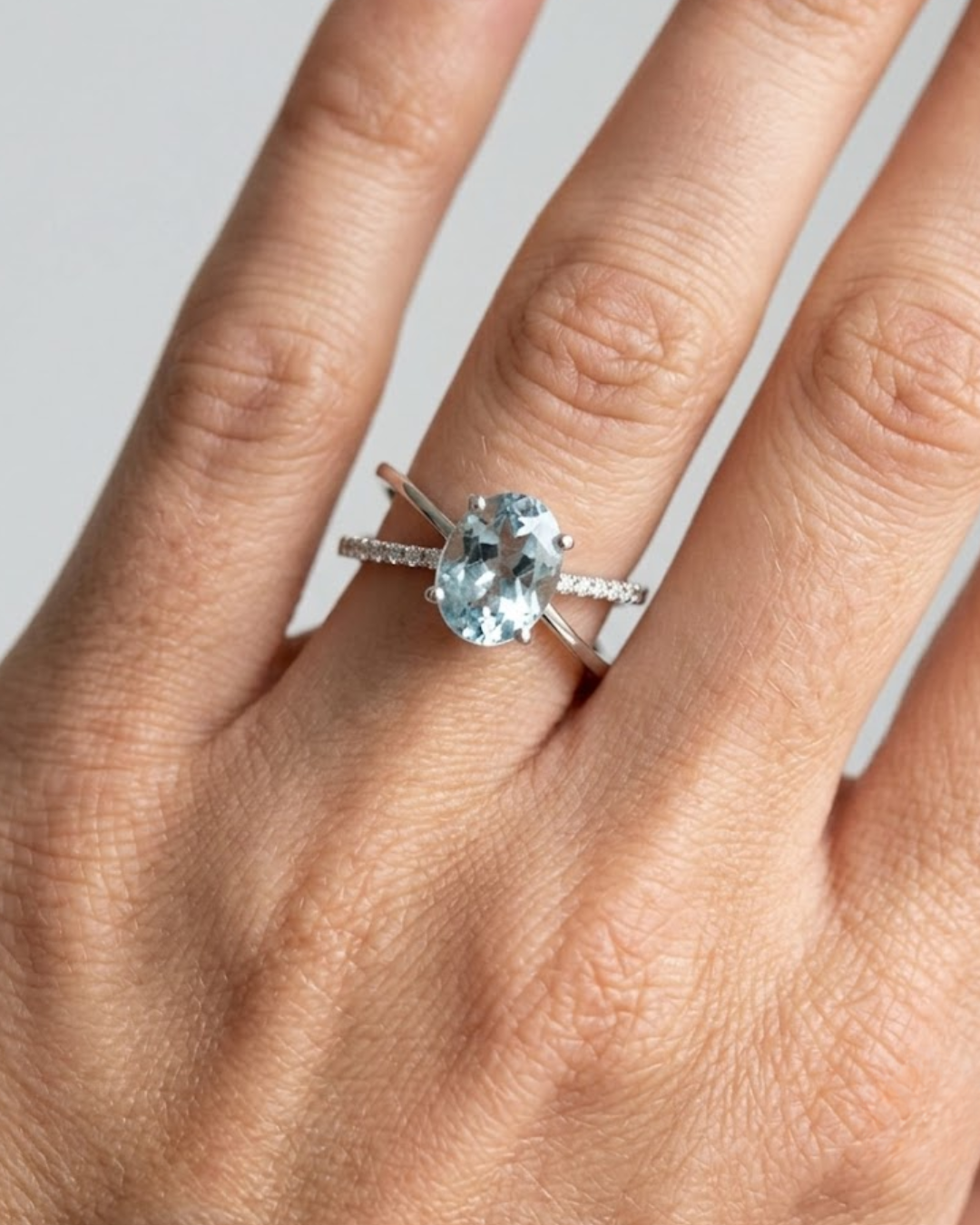 LALI Aquamarine & Diamond Halo Ring
