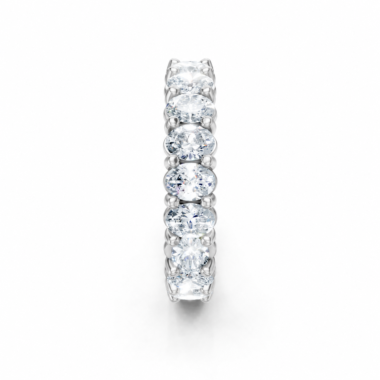 14K White Gold Lab Grown Oval Diamond Shared Prong Eternity Band