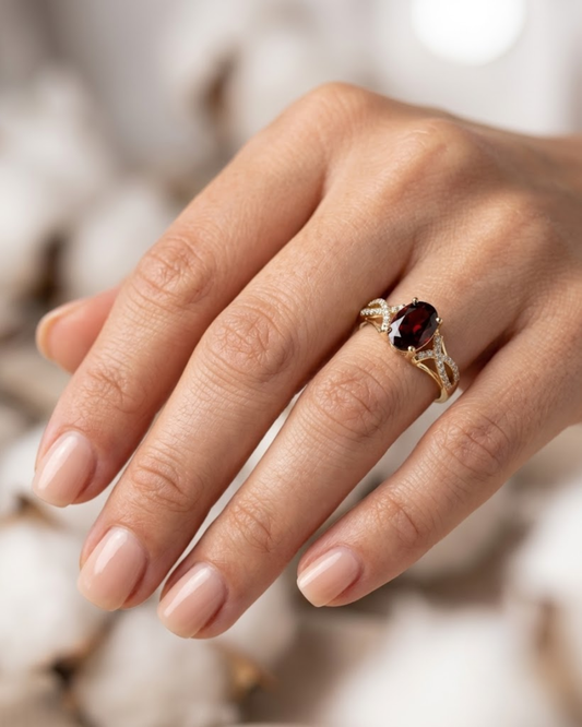 Royal Garnet & Diamond Ring