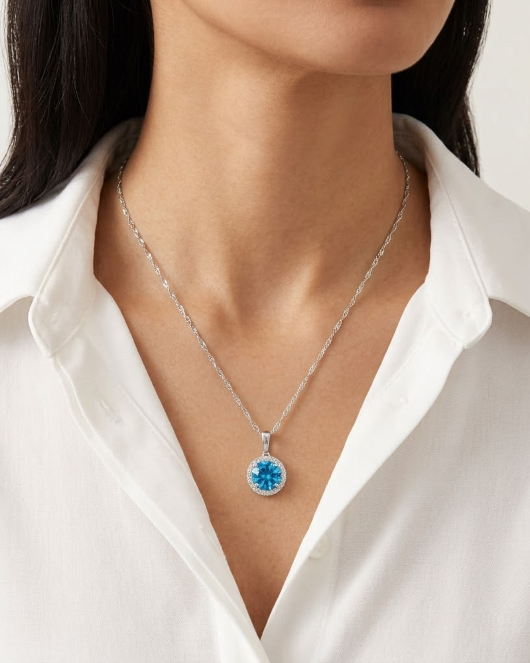 LALI Swiss Blue Topaz & Diamond Pendant Necklace