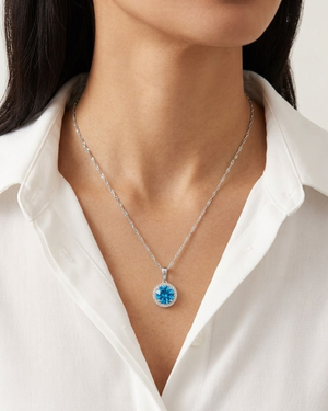 LALI Swiss Blue Topaz & Diamond Pendant Necklace