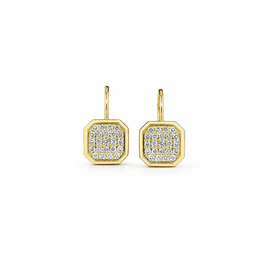 Asscher Shape Pavé Diamond Earrings by Penny Preville
