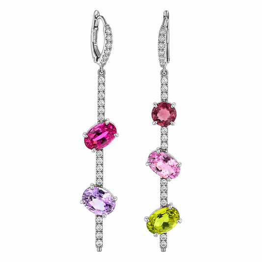 Asymmetric Spinel and Diamond Earrings by Lisa Nik