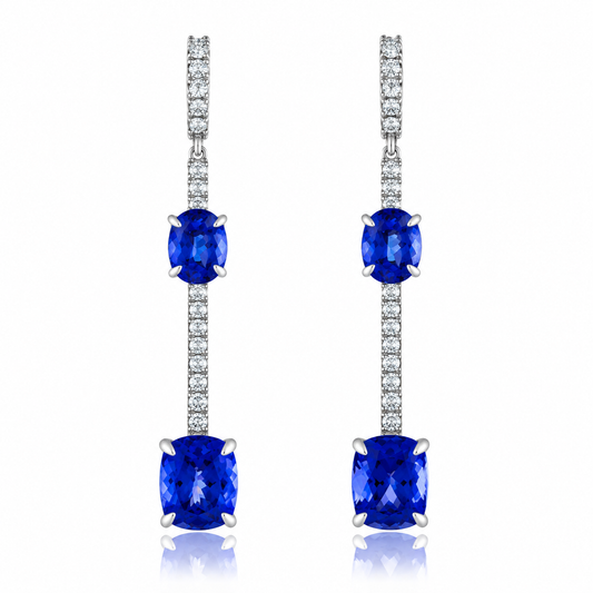 Asymmetric Tanzanite and Diamond Earrings by Lisa Nik