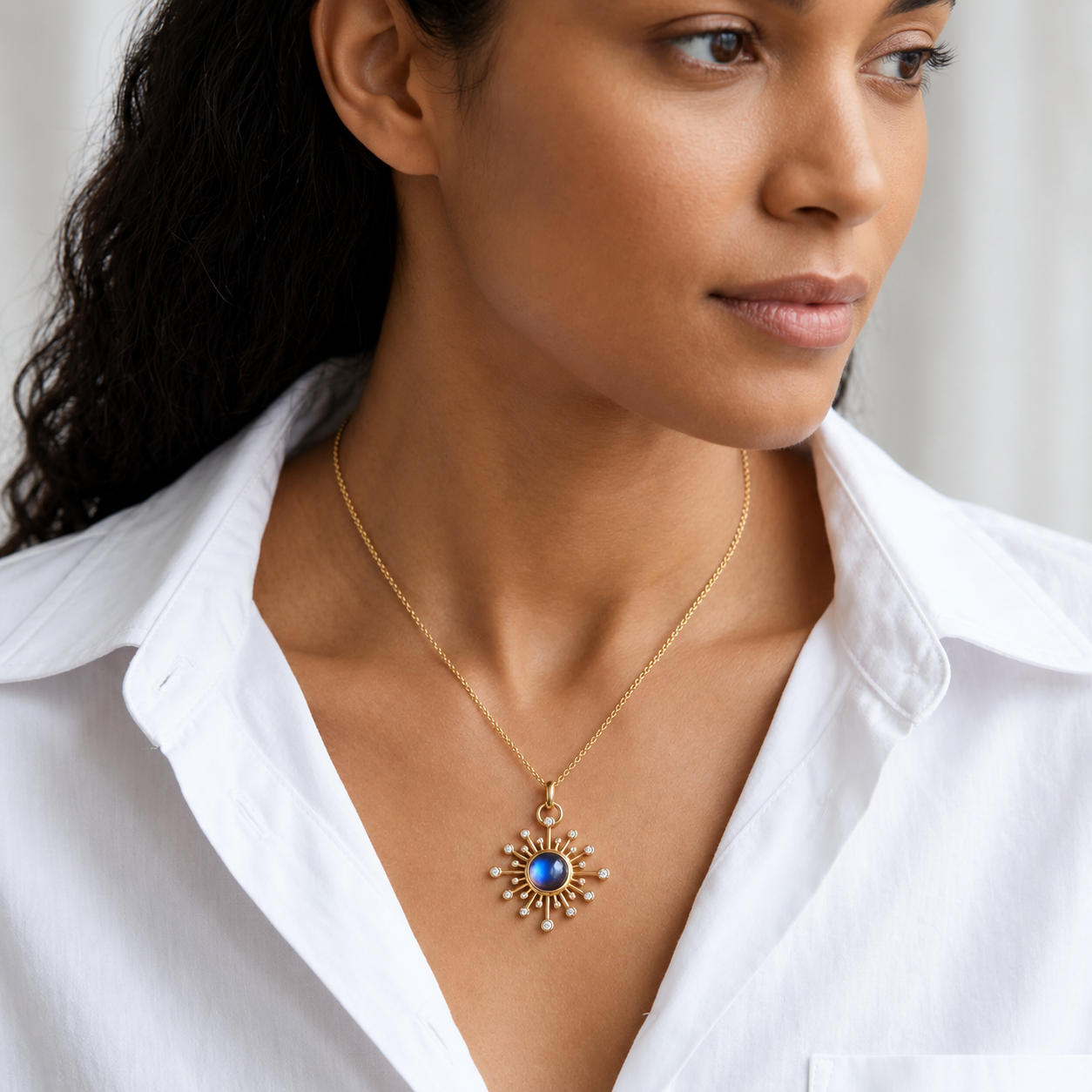 Aurora Moonstone Pendant by Mined + Found