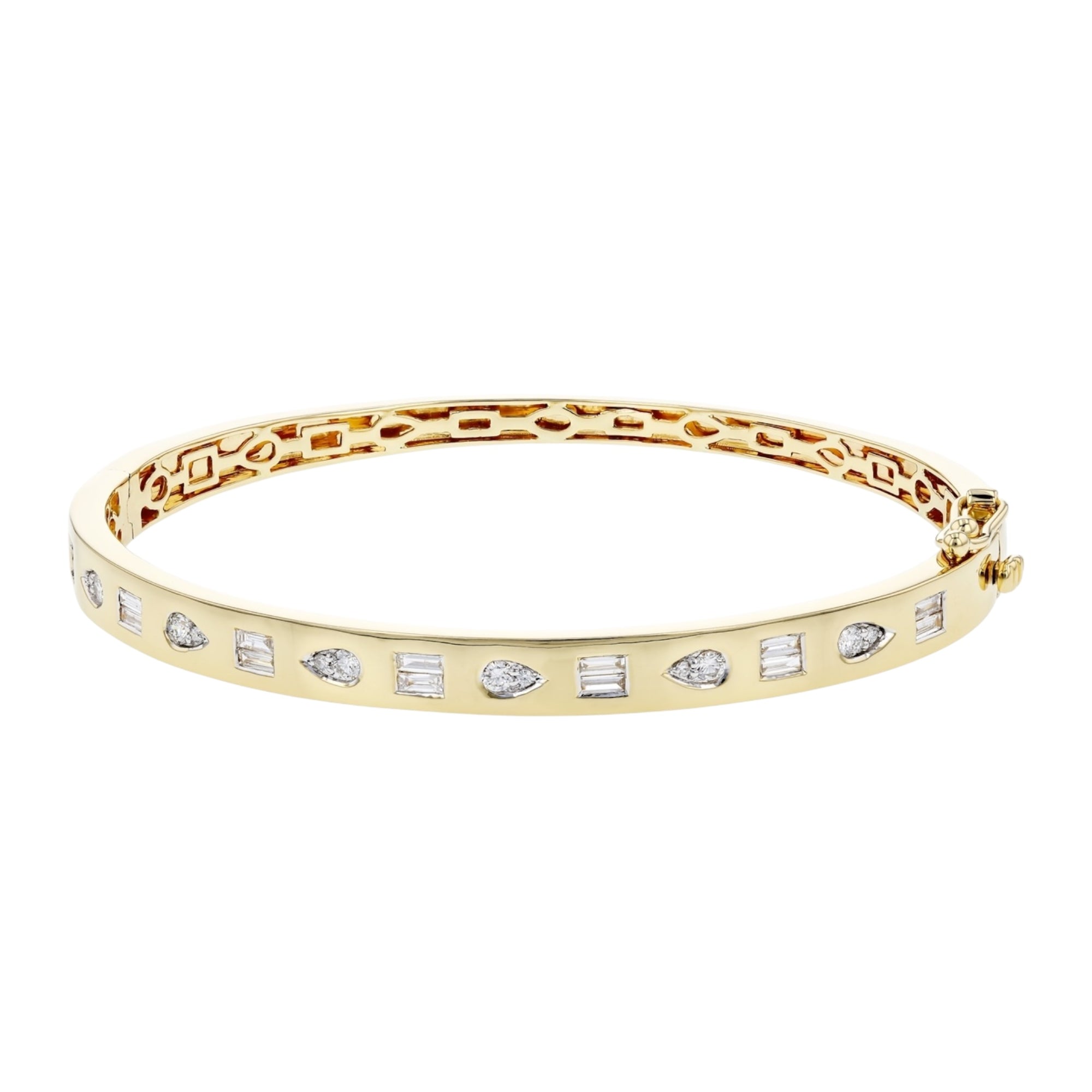 Geometric Diamond Bangle Bracelet