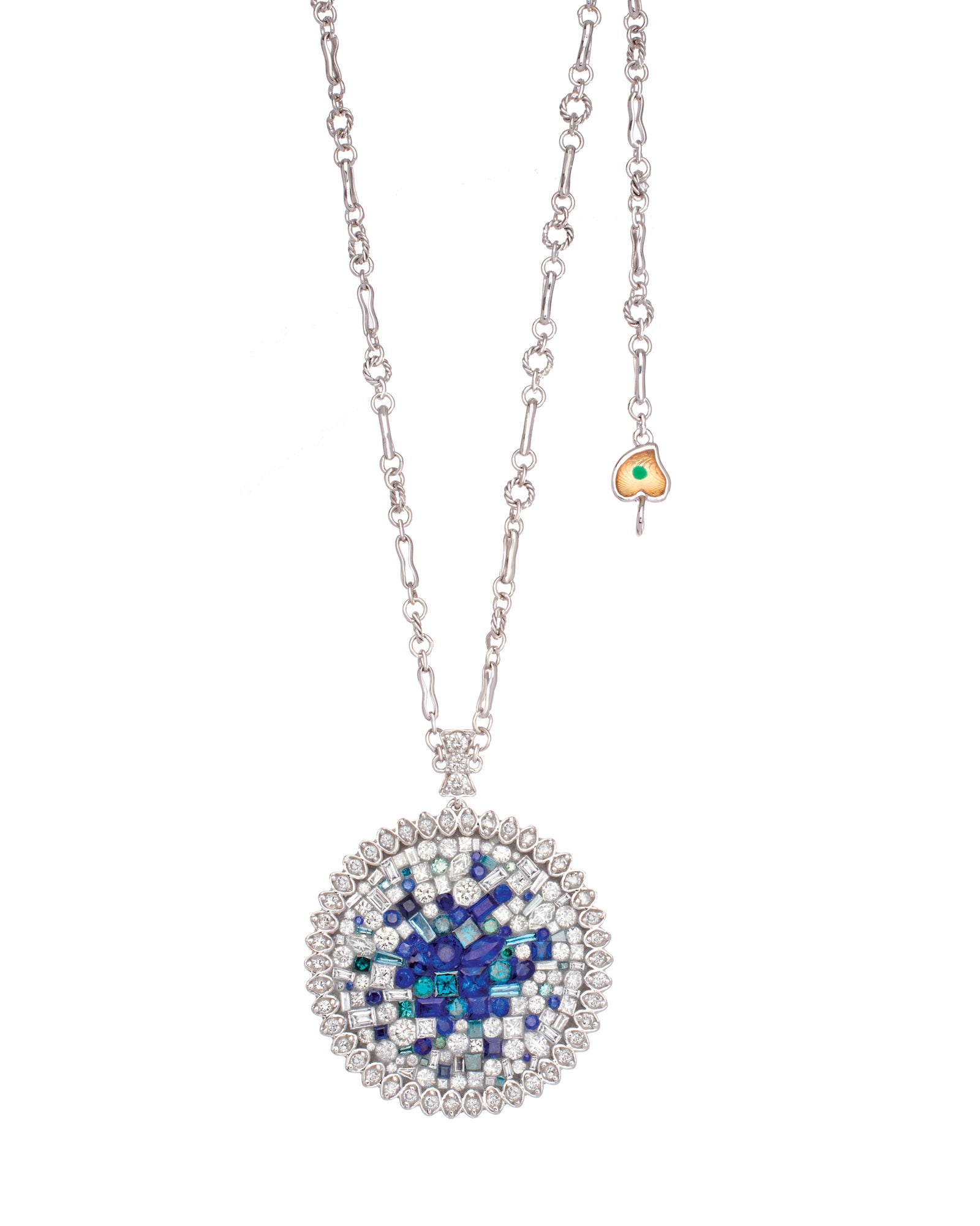 Blue and White Diamond Supernova Necklace in 18k