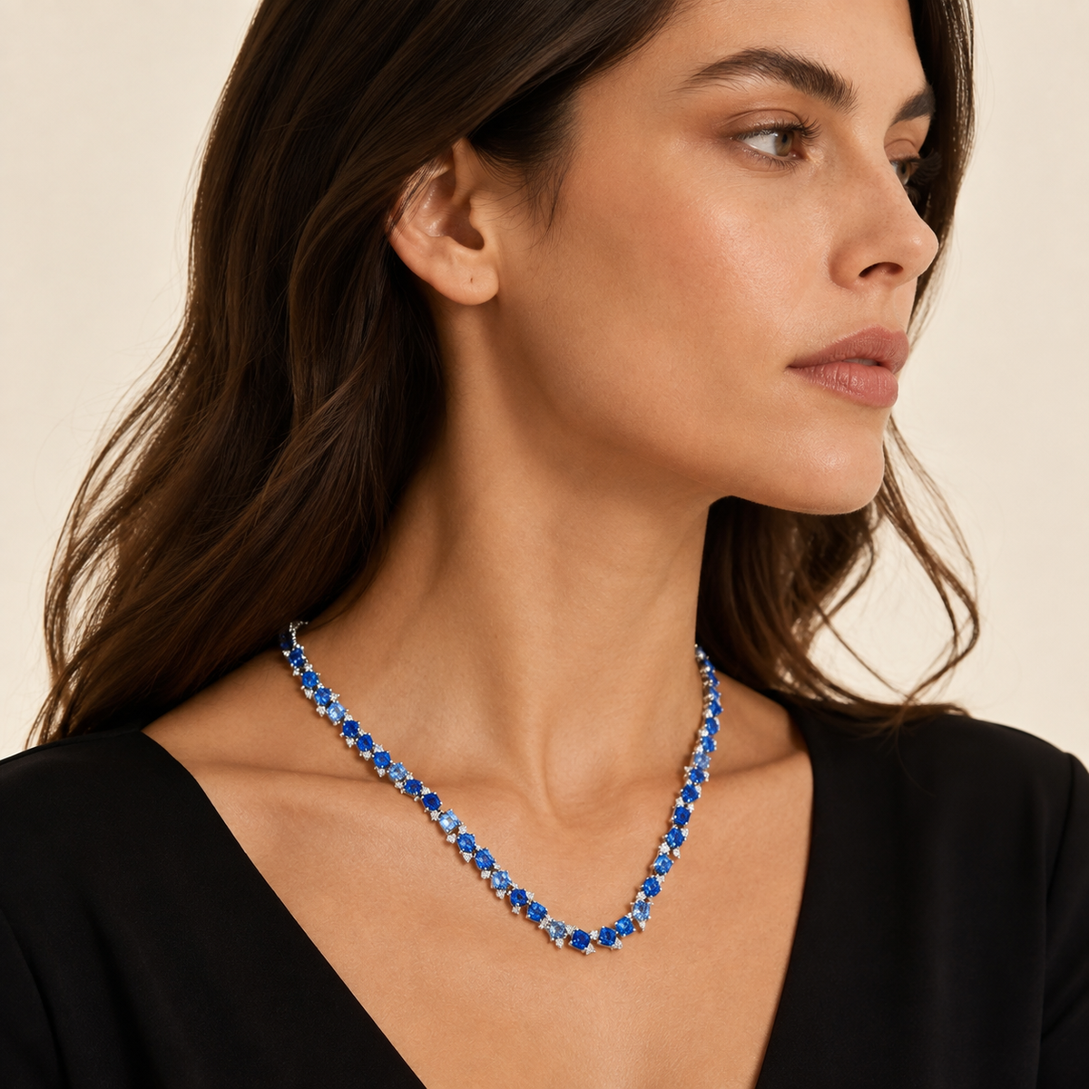 Blue Sapphire Confetti Necklace by Penny Preville