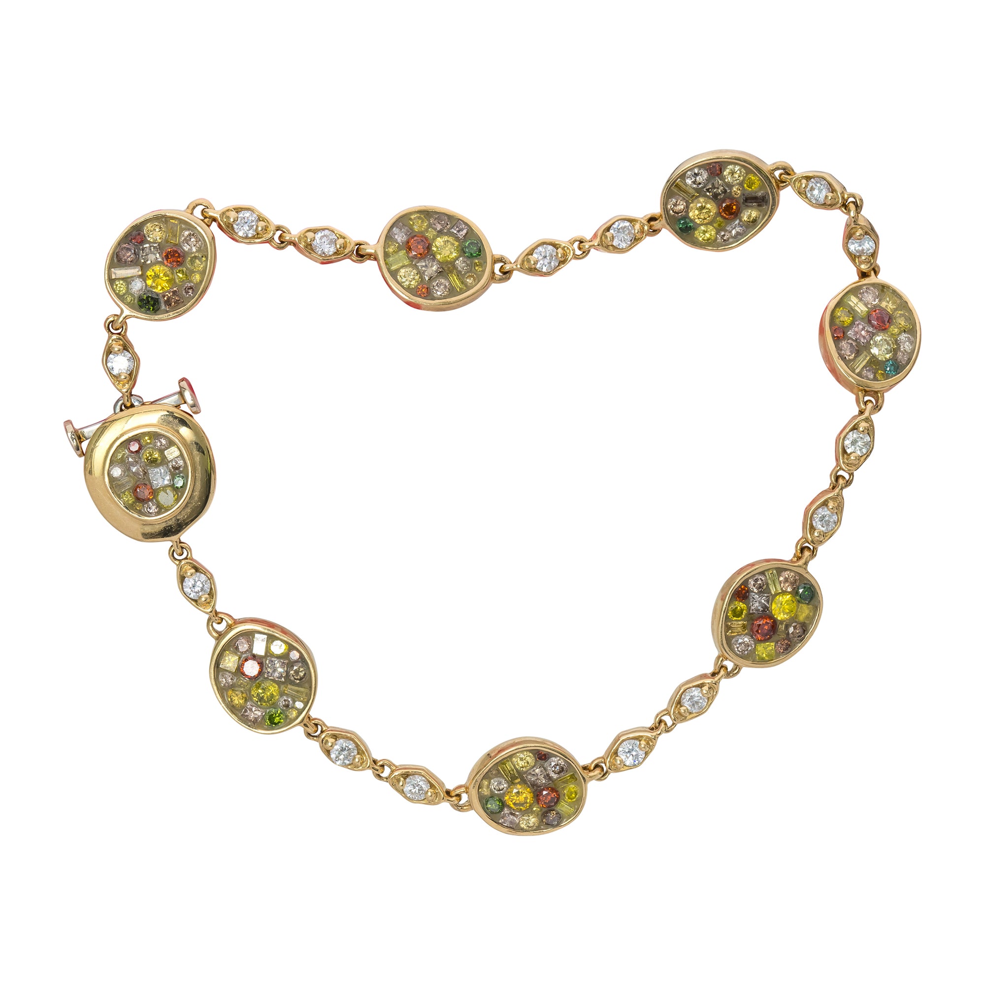 Cinnamon Diamond Pebble Bracelet by Pleve available at Talisman Collection Fine Jewelers in El Dorado Hills, CA and online. Specs: 2.80 cts color enhanced diamonds, 18k yellow gold.