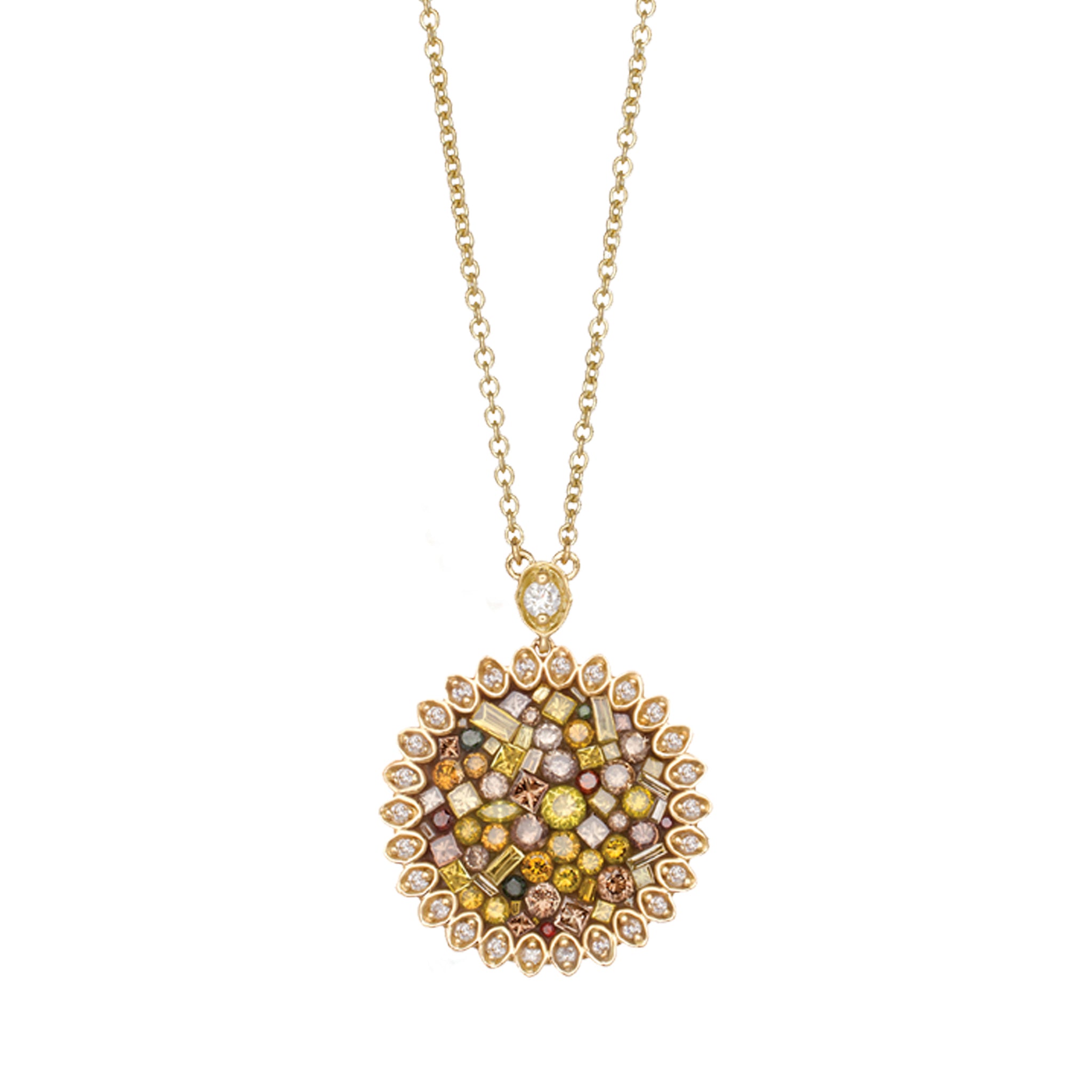 18K Gold Diamond Sunflower Necklace | Rutheny Jewelry & Sculpture