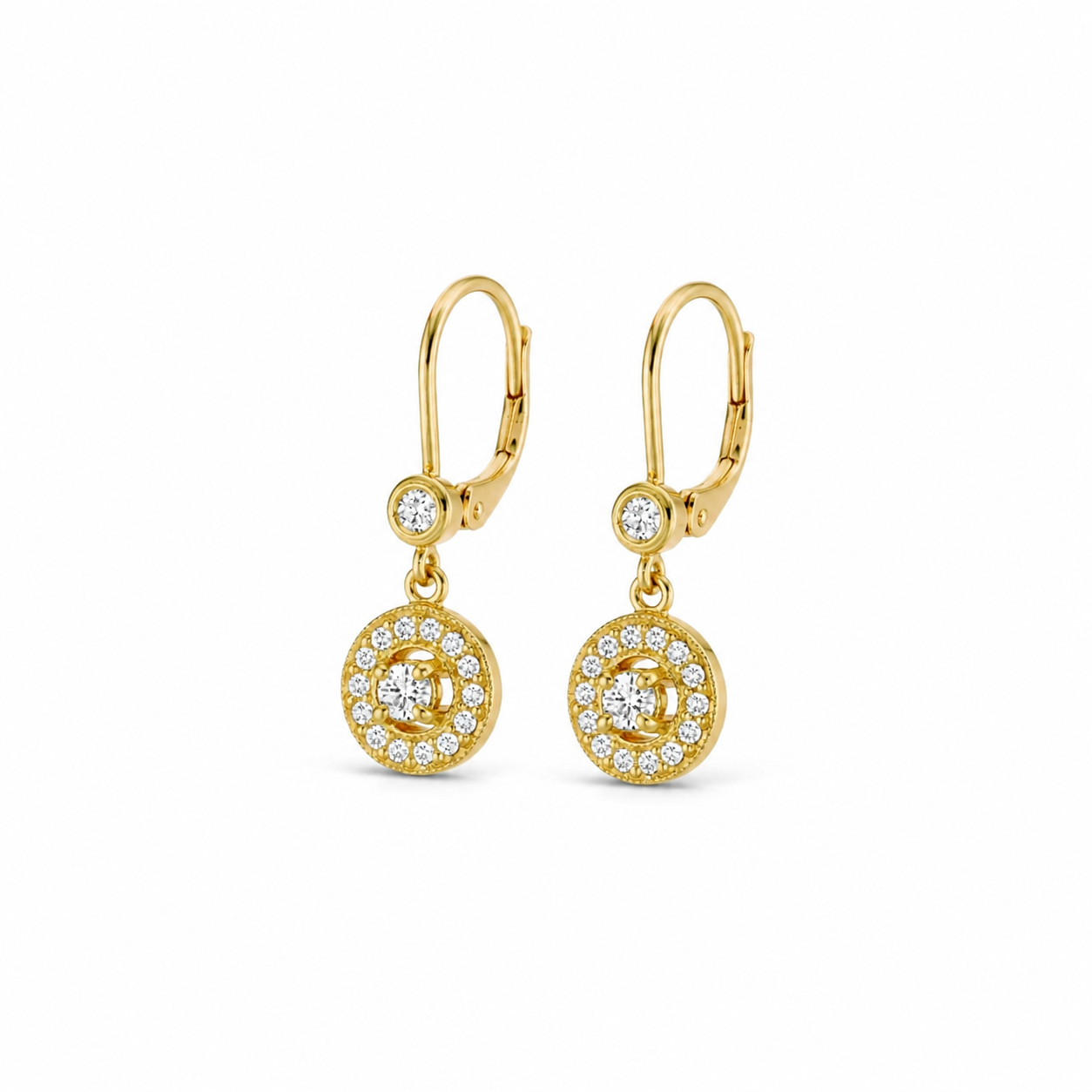 Classic Round Diamond Drop Earrings by Penny Preville