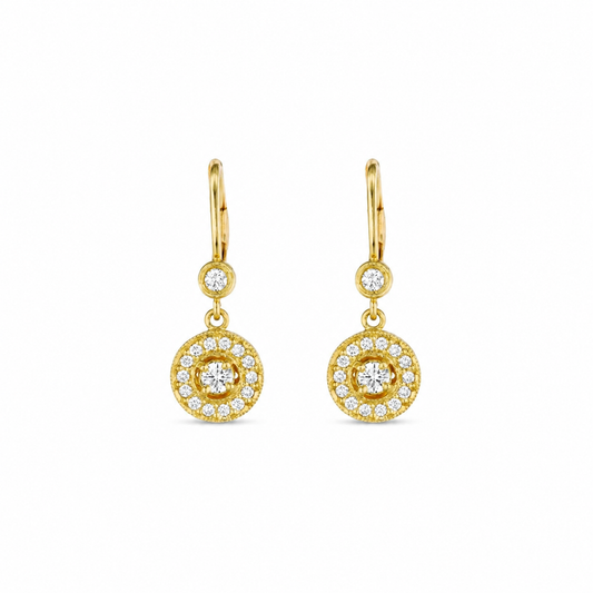 Classic Round Diamond Drop Earrings by Penny Preville