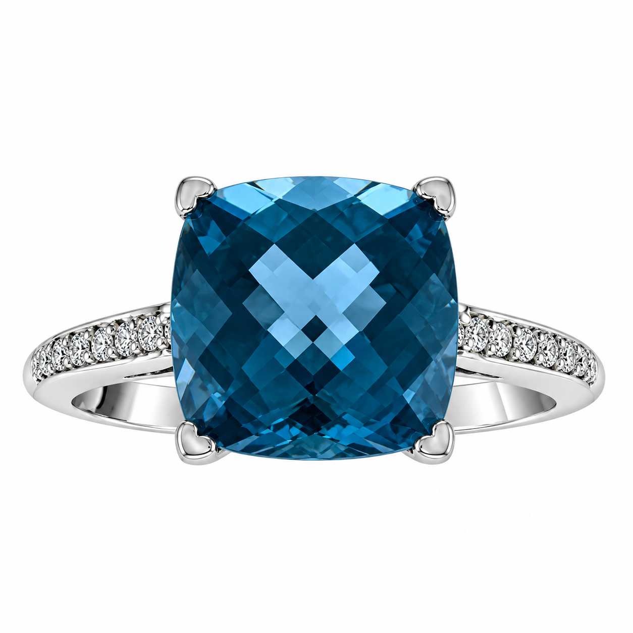 Cushion-Cut London Blue Topaz and Diamond Ring by Lisa Nik