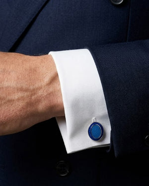 Sterling Silver Royal Blue & Sky Blue Enamel Cufflinks by Deakin & Francis