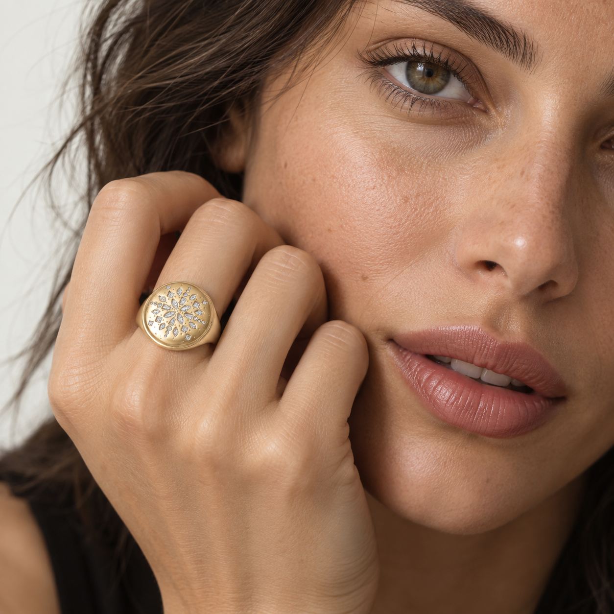 Diamond Chaos Signet Ring  by Meredith Young